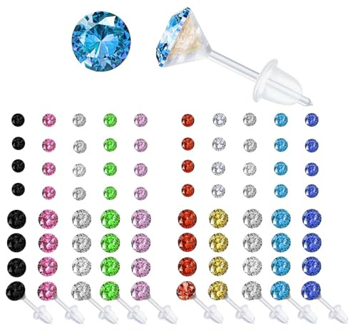 Lot De 40 Clous D’oreilles Hypoallergéniques En Plastique Transparent Pour Femme, 9 Couleurs, 2 Tailles Confortables, Sans Métal, Parfaits Pour Peau Sensible Au Quotidien, Sport Ou Sommeil