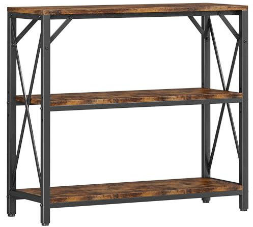 Homeiju Console Table 31.5 Width, 3-Tier Entryway Table with Storage, Industrial Sofa Table with Open Shelves, Foyer Tables for Entryway, Hallway, Kitchen, Living Room and Bedroom, Rustic Brown