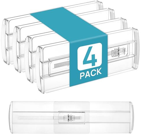 Vtopmart 4 Pack Drawer Dividers for Clothes, 4 High 10.2-16.5 Adjustable Expandable Dresser Drawer Organizer, Clear Plastic Separators for Dresser, Baby Clothing, Underwear, Cosmetic, Toiletries