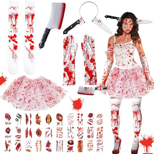 Auzlya Halloween Blood Horror Costume Women's Set, Halloween Costume