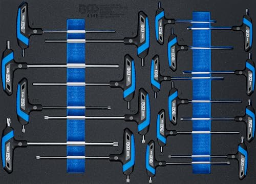 BGS 4148 | Werkstattwageneinlage 3/3 | T-Griff-Schraubendreher-Satz 18-tlg. | Innensechskant 2 - 10 mm | T-Profil (für Torx) T10 - T50 | Chrom-Vanadium-Stahl (S2) | 2-Komponenten-Griff