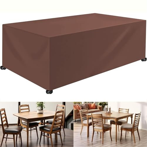 Protectora para Muebles de Jardín 100 x 280 x 100 cm Antivento, Anti-UV, Antipolvo, Impermeable, Cubierta de Muebles de Resistente Al Viento, para Mesa y Sillas Exterior Jardin Terraza, Marrón