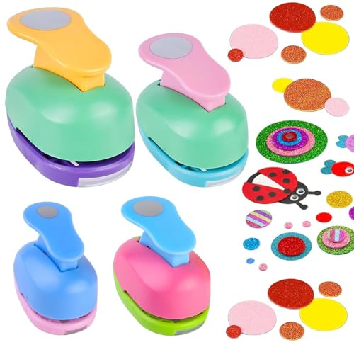 4 Stück Stanzer Rund, Papierstanzer Rund Motivstanzer, Motivstanzer Rund Papierstanzer, Kreis Stanzer Motivstanzer Rund, für DIY, Scrapbooking, Fotoalben, Basteln, Grußkarten (9mm 16mm 25mm 38mm)