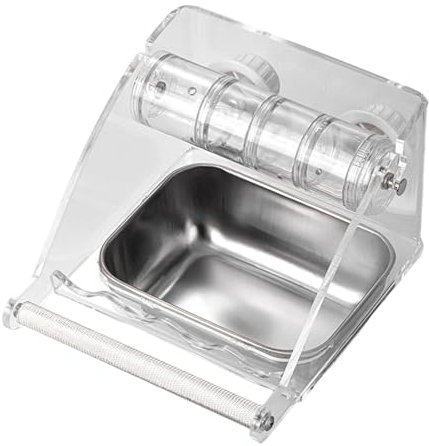 F Fityle Vogelfutterroller, auslaufendes Futterspielzeug mit Barschfutter-Futterstation, transparenter Vogelnapf, Futternapf für Finken, kleine und mittelgroße, 15x19x14.5cm