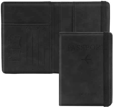 ILIYAH Reisepasshülle Passport Hülle Reisepass Hülle Passport Cover RFID Blocker Kartenhülle Pass Hülle Multifunktional Karten- und Geldschlitze(Schwarz)