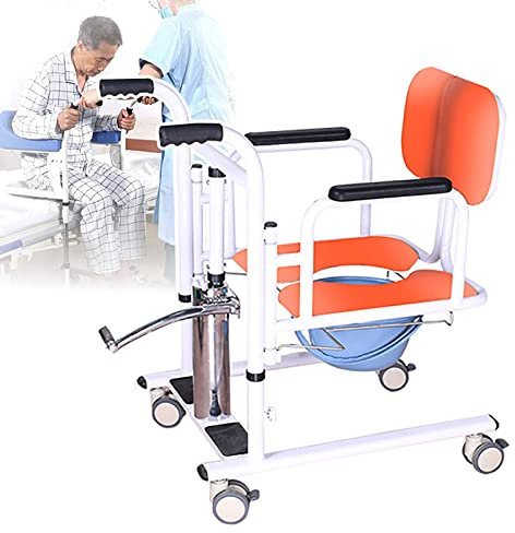 IUBGFTO Lève-Patient hydraulique, Chaise de Toilette roulante pour Fauteuil Roulant pour Personnes âgées, Conception divisée à 180°, Hauteur réglable de 40 à 64 cm, Charge de 150 kg