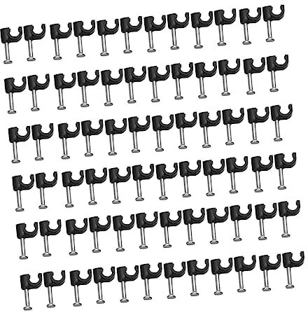 SHINEOFI 100 Piezas Tarjeta De Alambre Abrazadera De Alambre Clip De Alambre Cubrir Abrazaderas Para Cables Grapas De Cable Mantenimiento De Cable Muro Arreglar Cierre Black