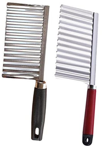TOPPERFUN 3 series Cuchillo Ondulado Para Papas Fritas Cortador Ondulado Pelador De Papas Cortador De Verduras Cortadores Ondulados Para El Hogar Utensilio De Cocina 2 piezas x 3