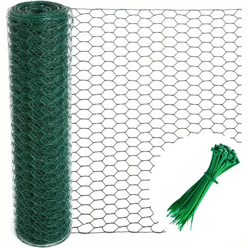Malla Metálica 1x10m Hexagonal Ø13mm Galvanizada y Plastificada Verde | Fácil de Cortar y moldear | Apta para gallineros y huertos | Protege Animales pequeños | Uso Exterior Seguro y versátil