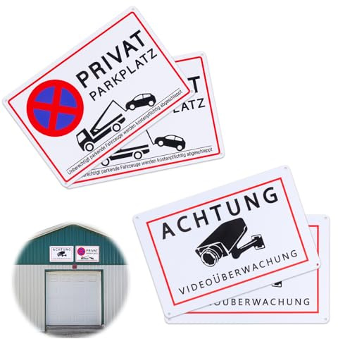 Greitsyy 4 Piezas Cartel Videovigilancia Homologado Aluminio, Videovigilada Material Resistente, Placa Privada para Hogar Interiores y Exteriores