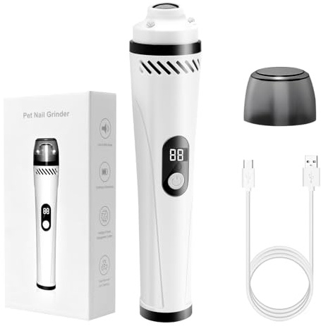 Hundenagelschleifer 3-Gang-Elektrischer Hundenagelknipser - Leise & Vibrationsarme Haustiernägel Trimmer für kleine, mittlere, große Hunde & Katzen - 360° LED-Licht & Extra Schleifkopf