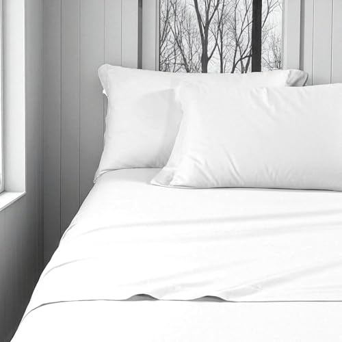Tex family Juego Completo de Sábanas de Invierno de Franela Lisa Blanca – 100% Algodón Felpudo, Anti-Pelusa, Cálido & Suave, Fabricado en Italia - Para Cama de 1 Plaza
