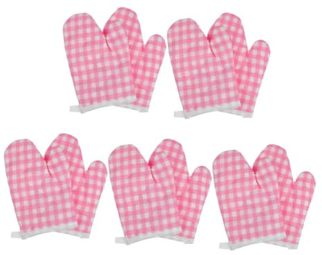 EPIGEIST 10pcs Heat Resistant Oven Mitts with Non-slip Grip Plaid Gloves for Cooking Bbq Baking Reusable and Easy to Clean Kitchen Protection