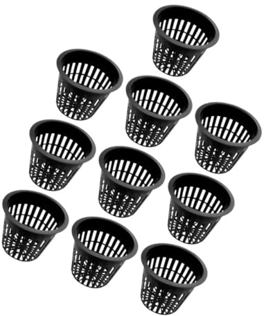 SHINEOFI Cestini per Piantare in Plastica a Rete Neri Medie Dimensioni Confezione da 10 Pezzi Resistenti alla Corrosione Traspiranti per Coltivazione in Casa e Giardino