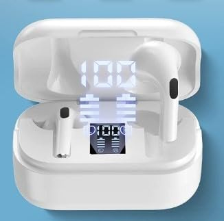 BT 5.1 Écouteurs intra-auriculaires sans fil avec son surround et design portable, pour les amateurs d'entraînement et de fitness (blanc)
