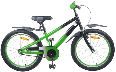 vidaXL Kinderfahrrad 22 Zoll für 7-12 Jahre alt Grün Schwarz, Klassisches Kinderfahrrad, Mini-Radfahrer-Bike, Outdoor, sicher, Radfahren für Kleinkinder