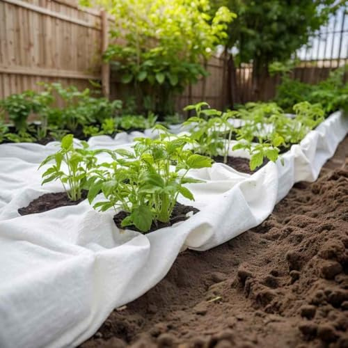 Hothingwell Membrane géotextile Polyester Blanc 1 x 150 m, Tissu Drainage paysagisme pour Jardin, Lutte Contre Mauvaises Herbes, sous-Couche Gazon Artificiel et Bordure Parterre Fleurs