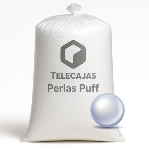 TELECAJAS | Saco Relleno Puff Bolitas o Perlas Poliestireno para Peluches o Cojines | Gran Bolsa de 333 L de Bolas de Poliestireno