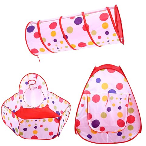 3 PCS Kinder Bällebad, Up Ballebad Fuer Kinder mit Mini Bällepool Kugelbad Bällchenbad Spielbecken Spielen Spielzelt mit Tunnel Babyzelt Ball Pit Basketball Box Crawler Tunnel