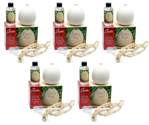 Skeeter Screen Patio Egg Diffuser – Essential Oil Set with 3-Month Supply – No Flame or Power – Includes Beaker & Netting – Patios, Garages, Stables – Covers Up to 300 Sq Ft (Pack of 5)