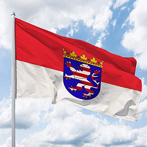 Deitert Bundesland-Flagge Hessen – 150x100 cm Hessen Fahne mit Wappen, Hissfahne aus reißfestem Polyester