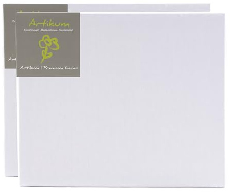 2x Artikum | PREMIUM LEINEN 80x90cm | Leinwände auf Keilrahmen 80x90 cm | 100% Leinentuch ±430gsm dreifach grundiert, malfertige bespannte Keilrahmen mit Leinwand
