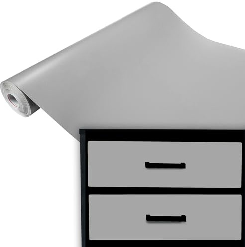DecoMeister Klebefolie Möbel 67,5x740 cm - Selbstklebende Möbelfolie in glänzend und matt - PVC Folie für Möbel - Selbstklebende Folie für schnelle Umgestaltung und Renovierung - Grau Matt