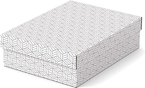 Esselte 3er Set mittelgroße Aufbewahrungs- & Geschenkboxen mit Deckel, Schachteln für Wohnung/Büro, Organisationszwecke & als Geschenkverpackung, 100% recycelter Karton und recycelbar, Weiß, 628284