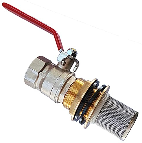 QUALITÄTS Regentonnendurchführung mit Kugelhahn + Filter | ∅ Loch Regentonne 27mm - 43mm | Innengewinde Hahn 1/2 - 1 | Messing | Ausführung auswählen >>> ∅ Loch Regentonne 27mm | Hahn 1/2 IG