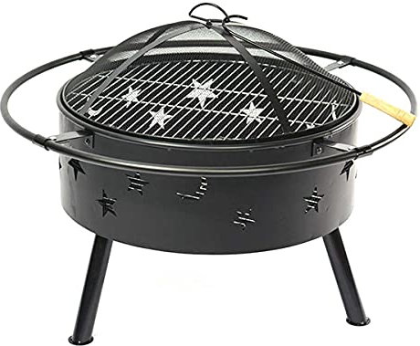 BANNESE Brasero Exterieur Terrasse Barbecue De Jardin Petit Foyer avec Filet De Protection Contre Les Étincelles Et Crochet De Feu pour Jardin, Terrasse, BBQ, Fête, Extérieur, Barbecue