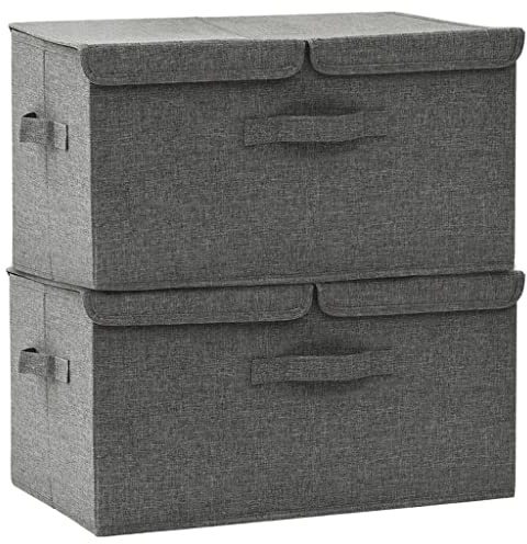 vidaXL 2x Aufbewahrungsbox Spielzeugkiste Spielzeugbox Stoffbox Faltkiste Faltbox Regalkorb Kiste Korb Box Organizer Stoff 50x30x25cm Anthrazit