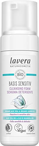 lavera basis sensitiv Cleansing Foam - natural cosmetics - vegan - organic aloe vera and organic almond oil - facial cleansing - natural cleansing formula - 1 x 150 ml