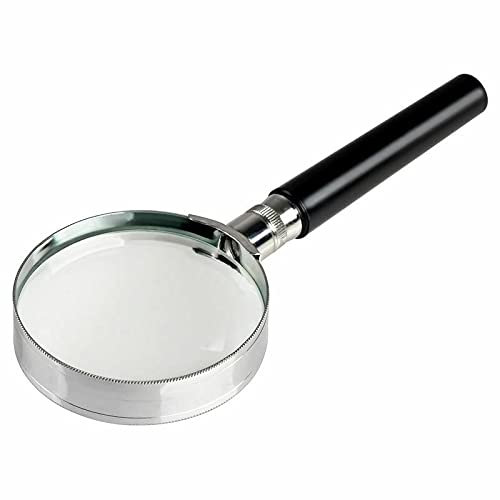 10-fache Handlupe mit Lupe, Glasgriff, niedrige Sehhilfe, hohe Vergrößerung zum Lesen, Senioren, Karte, Inspektion, Handwerk Hobby (75 mm)