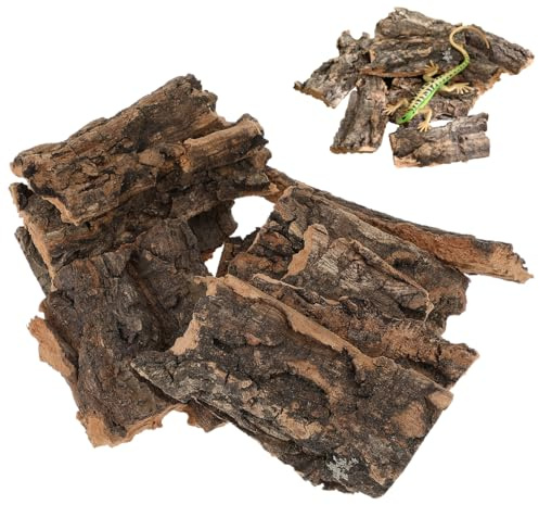 Mipcase Reptile Cork Bark Decor – Natural Climbing & Basking Platform for Lizards, Geckos, Tortoises & Spiders – 10 Pieces, 3.9 x 3.5 x 0.2 Inches, 109g, Non-Toxic Terrarium Habitat Decoration