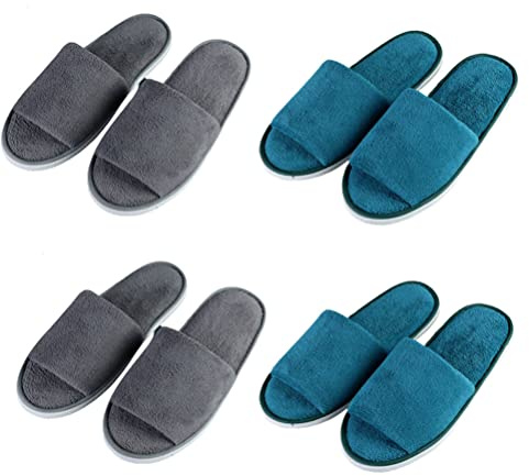 Teceyfeet 4 Paars Gästehausschuhe Set, Hotelslipper Hausschuhe Set Hochwertig Hotelslipper Badeslipper für Damen und Herren