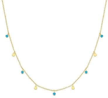 GLANZSTÜCKE MÜNCHEN Damen Kette 925/- Sterling Silber gelbvergoldet 14 Karat Türkis türkis Silberhalskette