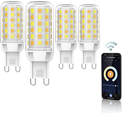 BVCL Smarte G9 LED Glühbirne, G9 LED Birne 4W Smarte LED Lampen, ersatzt für 40W Halogenlampe, WLAN Dimmbar Birne kompatibel mit Alexa, Google Assistant, Zeitpläne,Kein Hub (Size : 4pcs)