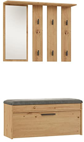 CDF Garderobenschrank Garderobe Mit Spiegel & Schuhschrank Sitzbank 100x35x180 cm Eiche Artisan - Parma