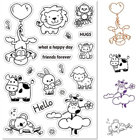 craspire Bauernhof-Tier-Stempel, Durchsichtig, Bauernhof, Kuh, Schaf, AFFE, Löwe, Kaninchen, Transparente Silikon-Siegel, Stempel Für Journaling, Kartenherstellung, DIY, Scrapbooking, Handgefertigtes