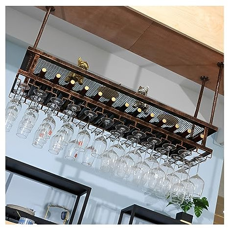 LIGUOYI Weinglashalterung Hangend, Decken Weinglasregal Mit Schrauben Flaschen- Und Glashalte Breite Und Höhe Verstellbar Robust Und Langlebig Bronze Glashalter Weinglas Halterung, Für Küche