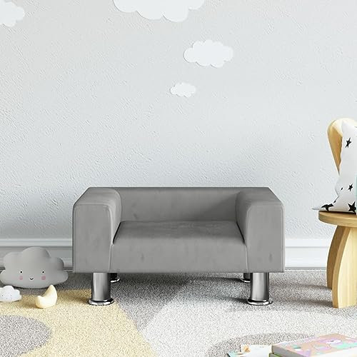 Homgoday Kindersofa Kinderzimmersofa Sofa Kindercouch Minisofa Kindersessel Sofa Sessel Sitzmöbel Kindermöbel Kinder Sofa für Kinderzimmer Hellgrau 50x40x26,5 cm Samt