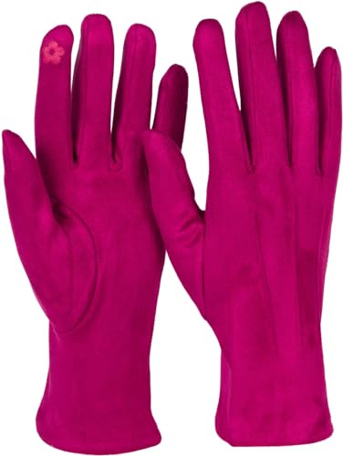 styleBREAKER Damen Stoff Handschuhe Ziernähte | Leitfähige Fasern am Zeigefinger für Displays, weiches warmes elastisches Gewebe, Einheitsgröße für 16-21 cm Handumfang.