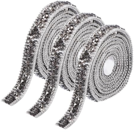 QUARKZMAN 3 Piezas Cinta de Diamantes de Resina Adhesiva de 3 Yardas Gris para Manualidades y Ropa