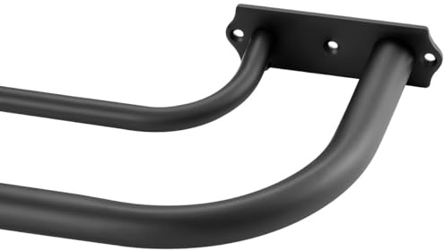 Double Curtain Rod for Window 48-84 Inch, Matte Black Double Curtain Rods, Room Darkening Wrap Around Double Window Rods, Adjustable 1-Inch Front and 5/8 Inch Back Double Drapery Rod
