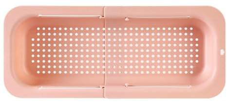 CUSROS Fruit Vegetable Strainer Expandable Kitchen Colander Retractable Drain Basket Over Sink Multifunctional Grade Pp Extendable Washing Drainer Bowl Pink