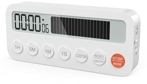 Magnetic Timer Easy Using for Kitchen Cooking with Progress Bar, Small Pocket Clock Stopwatch for Travel, Magnet Countdown Timer for Refrigerator Oven Whiteboard, Loud or Mute, 12/24H Time, White