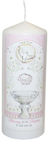 Pillar Candle for Baptism of Your Baby Girl in Organza Bag Keepsake Gift - 2527