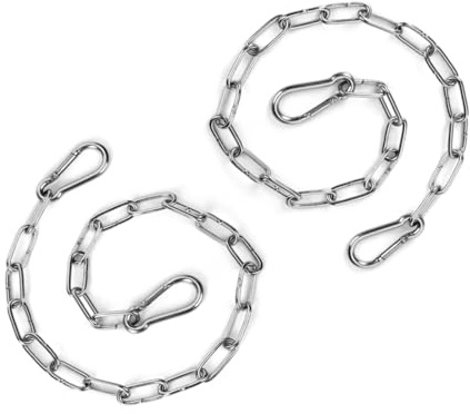 2PCS Stainless Steel Gate Chain Lock - 24 Inch Chain Link with Double-Ended Carabiners for Outdoor Fence and Metal Gates - Secure Gate Latches and Locks for Cow, Horse, Dog, Pet Cages