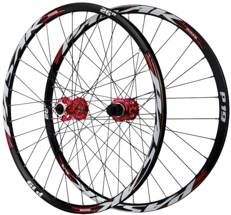 DYSY MTB Laufradsatz Steckachse 26/27,5 Zoll, Scheibenbremse Aus Aluminiumlegierung HG Lager 32H Vorder Und Hinterrad 29ER Fahrradfelge for 7–12 Gänge 2215G(Farbe:F+R,Size:THRU AXLE 24 inch)