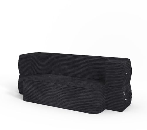 VitaliSpa Sofa Lille, Schwarz, 190 cm | mit Schlaffunktion, geeignet für den täglichen Gebrauch und kombinierbar mit Sofaelementen